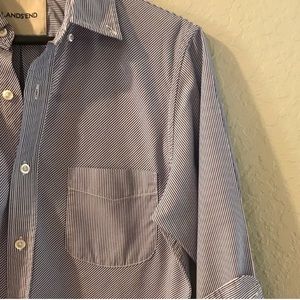 Lands' End | Shirts | Lands End Summer Blue White Button Up Shirt ...